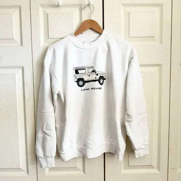 Land Rover Sweatshirt Mens small graphic car white streetwear casual - Picture 1 of 5